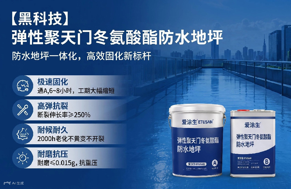 【黑科技】爱涂生 ETUSAN 弹性聚天门冬氨酸酯防水地坪：防水地坪一体化，高效固化新标杆